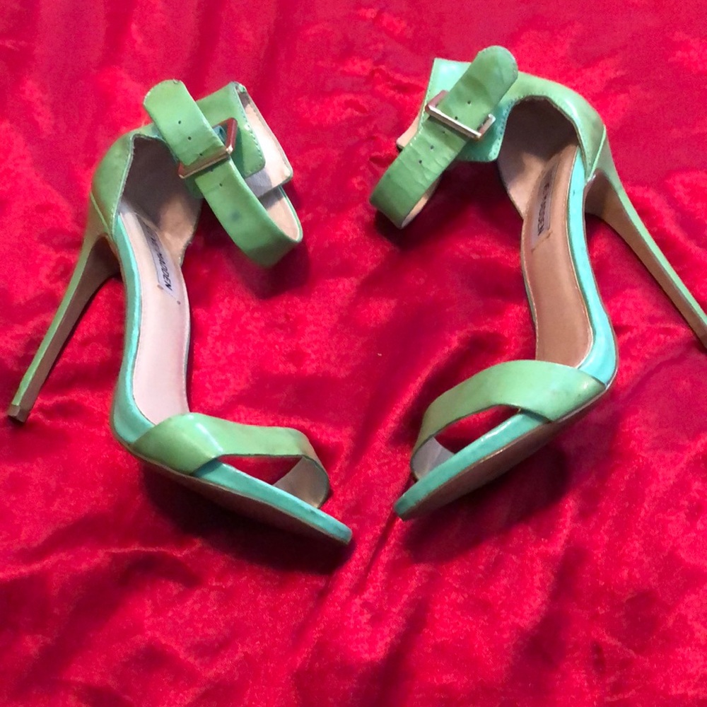 Green strap heels